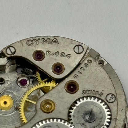 Cyma R.424 Watch Movement Manual Wind Vintage Swiss Incomplete Parts 19.6mm