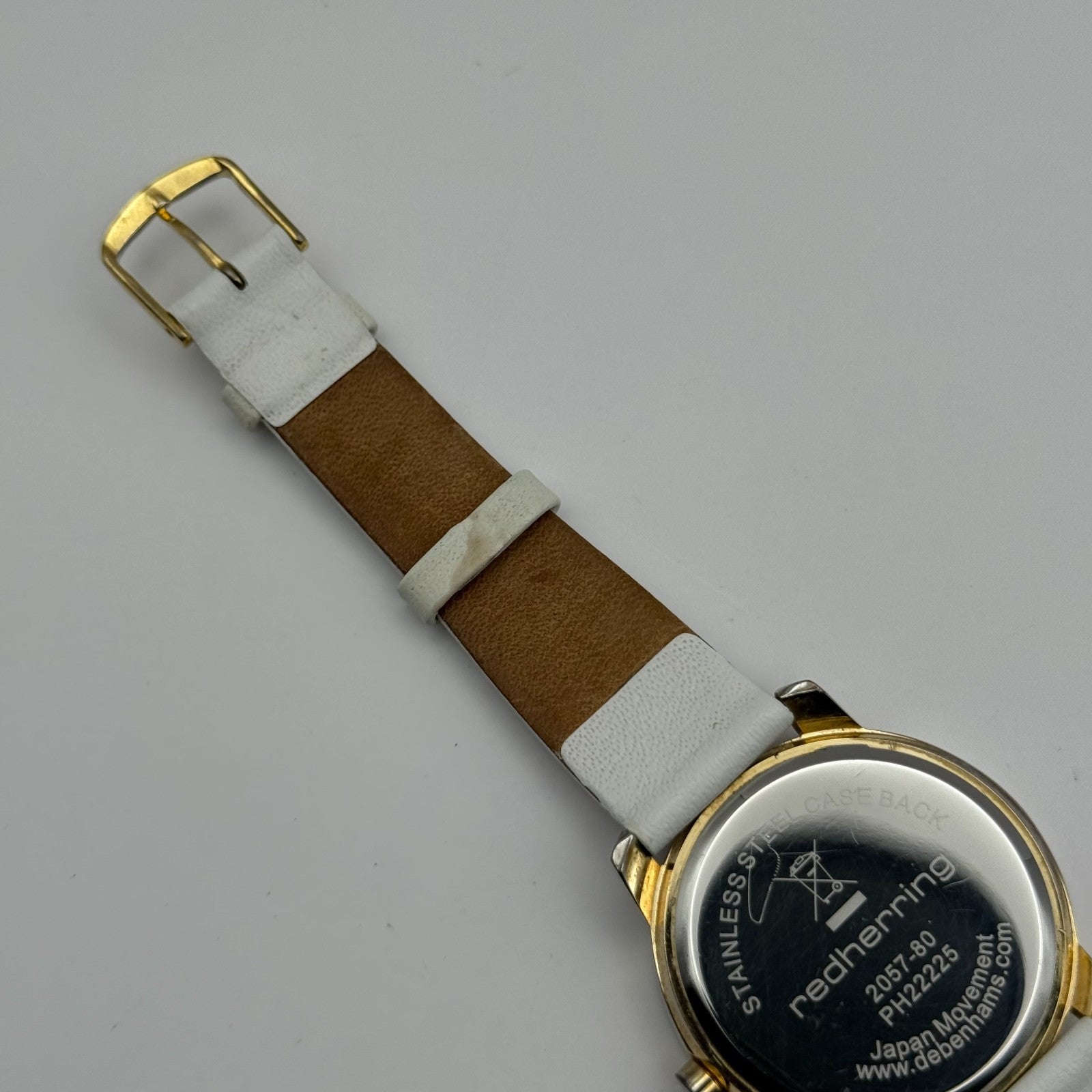 Redherring Ladies Quartz Watch Crystal Accents White Leather Strap Working 37mm