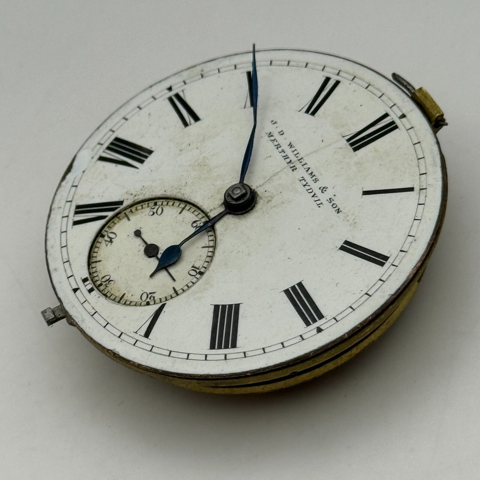 44.8mm Antique J D Williams & Son Merthyr Tydvil Pocket Watch Movement PARTS