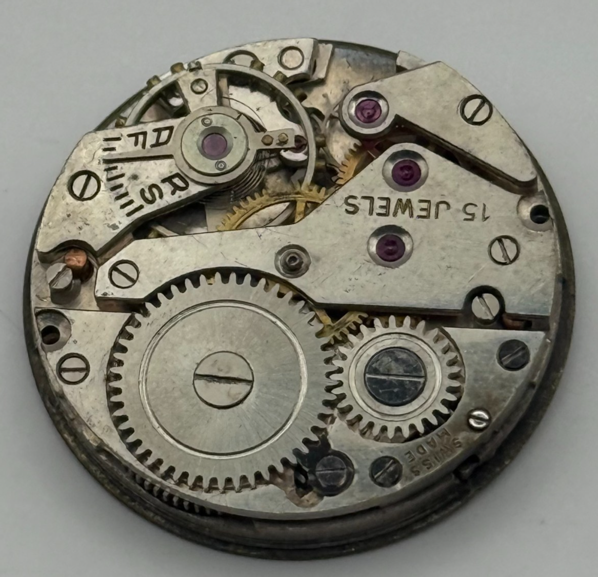 John Elkan Ltd London Watch Movement Manual Wind Vintage 15 Jewels Parts 24.4mm