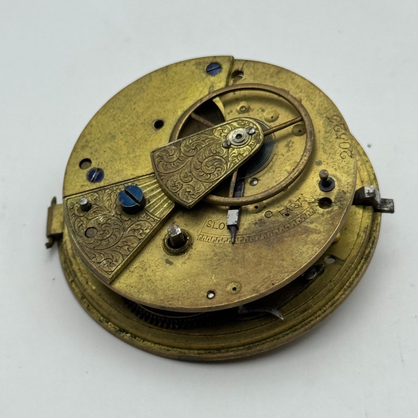 Fusee Pocket Watch Movement Antique English Key Wound Parts Repair Spares 46.4mm