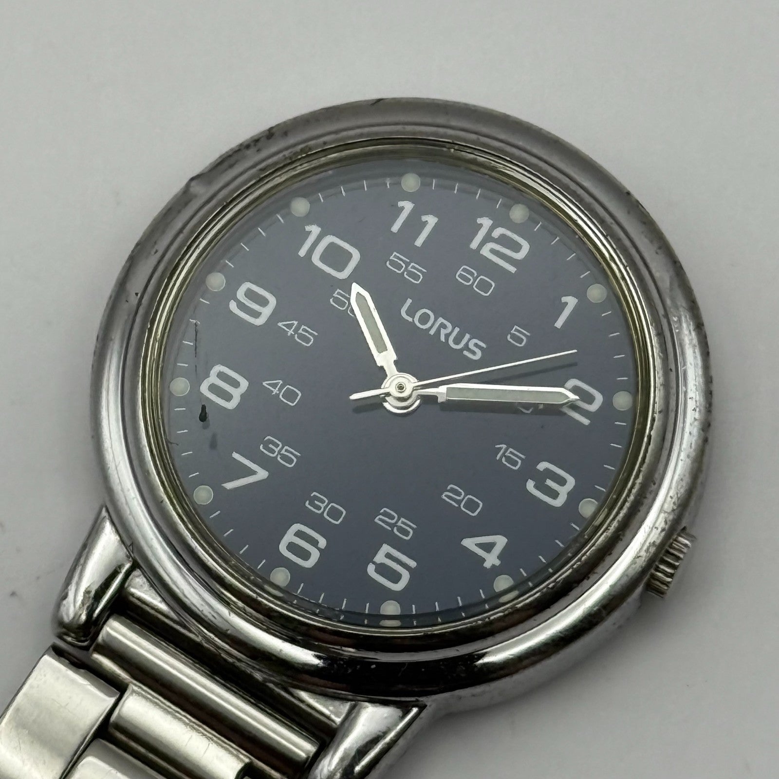 Lorus Quartz Fob Nurse Watch Blue Dial Stainless Steel Japan Working 29mm