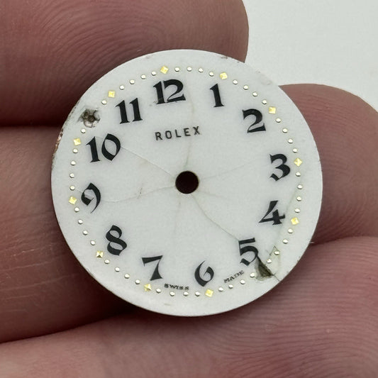 21.8mm Rare Antique Rolex Swiss Porcelain Watch Dial TO RESTORE PARTS REPAIR