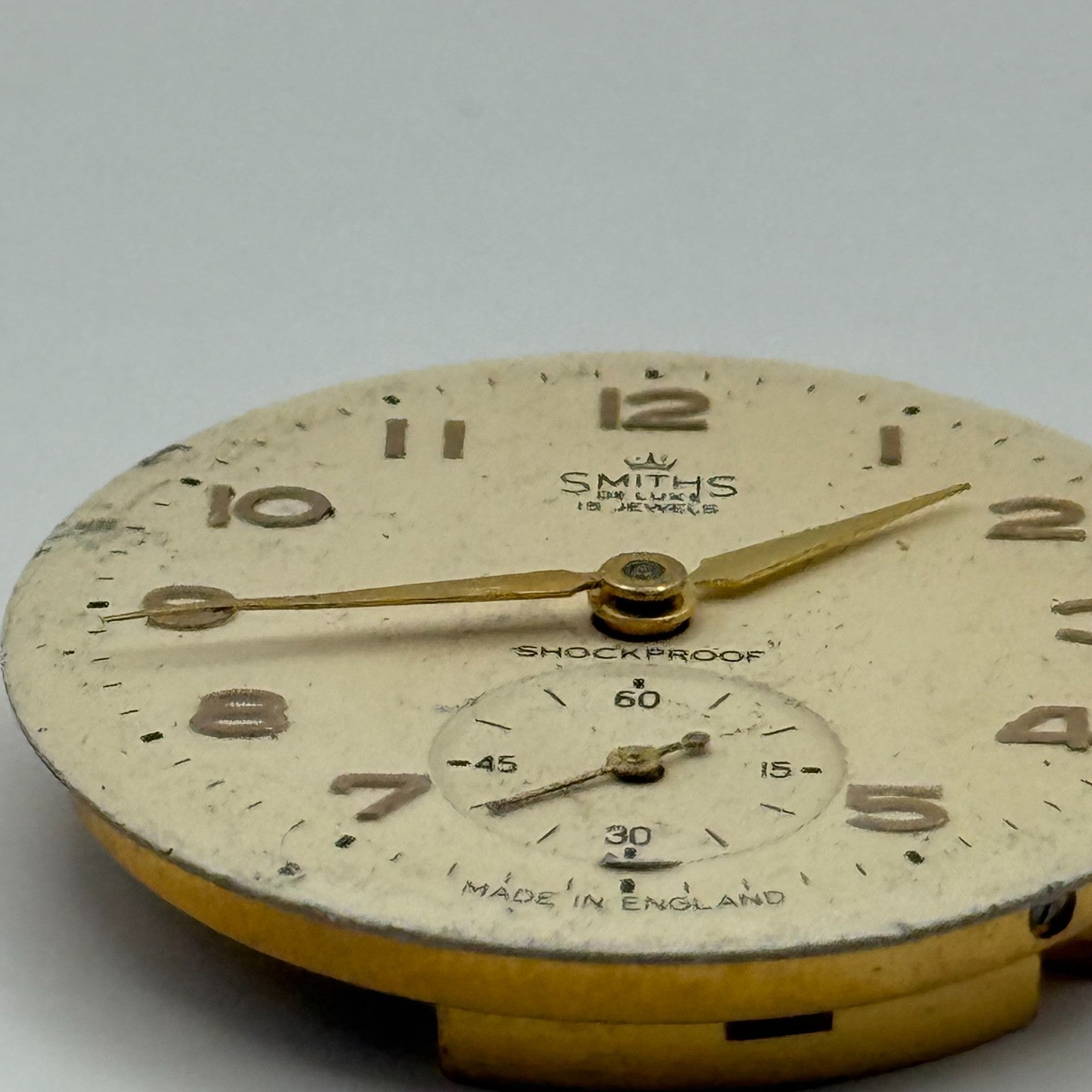 Smiths De Luxe 72 Shockproof Watch Movement Manual Wind Vintage Parts 26.9mm