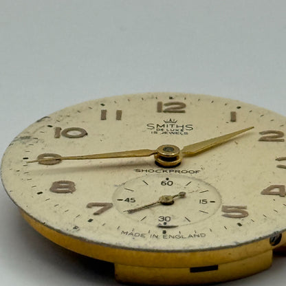 Smiths De Luxe 72 Shockproof Watch Movement Manual Wind Vintage Parts 26.9mm