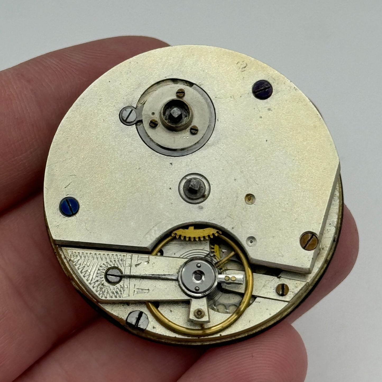 42.7mm Antique Key Wound Balance Intact Pocket Watch Movement Dial Hands PARTS