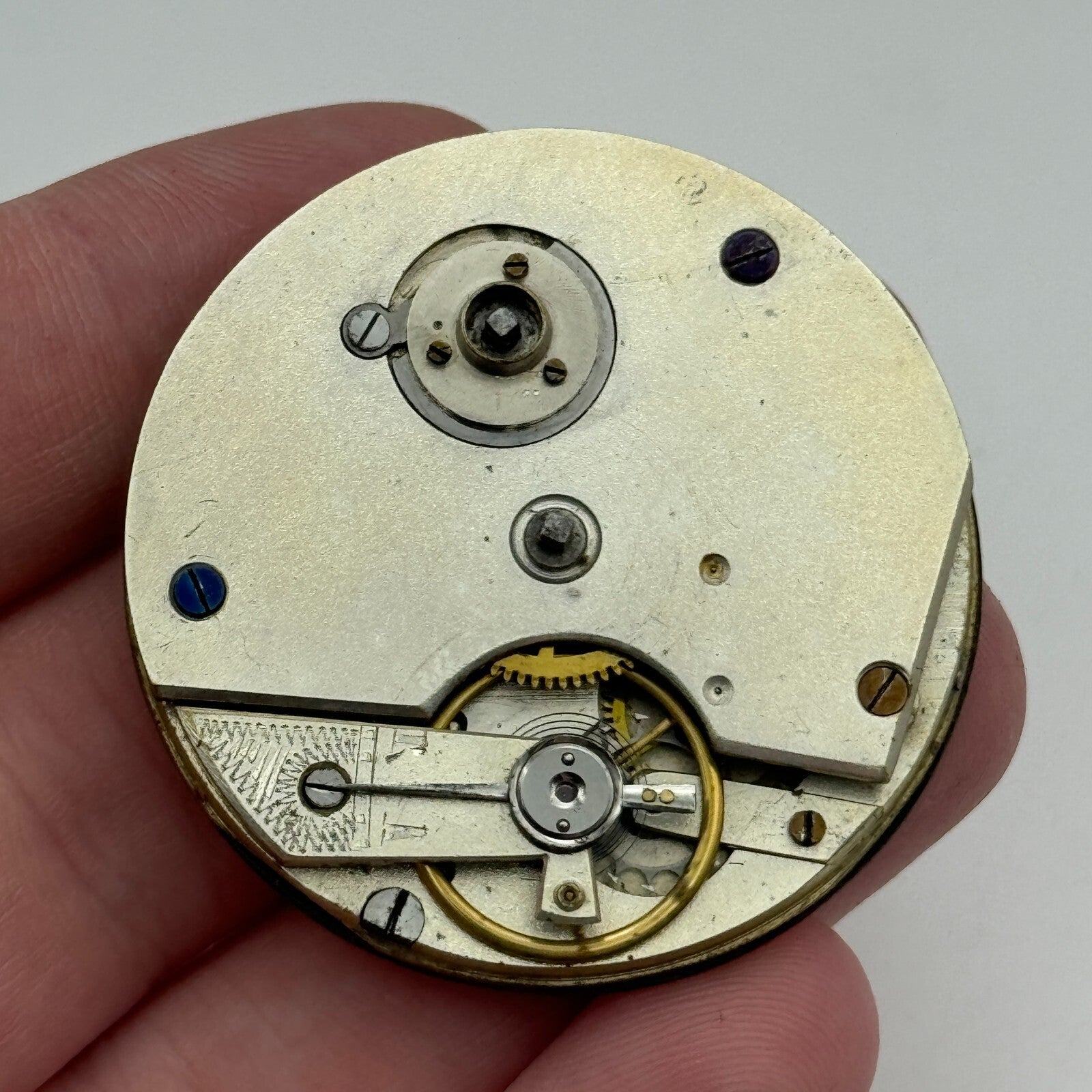 42.7mm Antique Key Wound Balance Intact Pocket Watch Movement Dial Hands PARTS