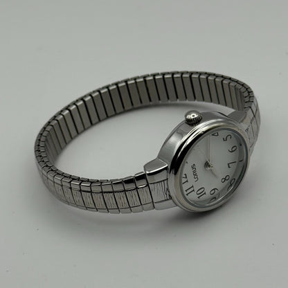 Lorus Ladies Quartz Watch White Dial Silver Tone Stretch Band Japan Working 23mm
