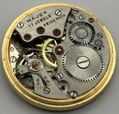 Majex Buren 370 Watch Movement Manual Wind Vintage Swiss 17 Jewels Parts 25.9mm
