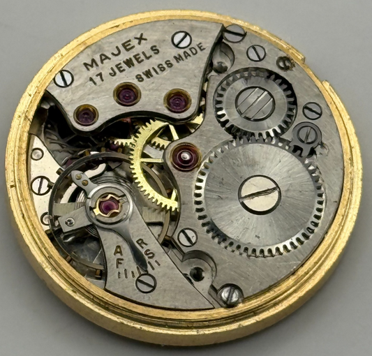 Majex Buren 370 Watch Movement Manual Wind Vintage Swiss 17 Jewels Parts 25.9mm