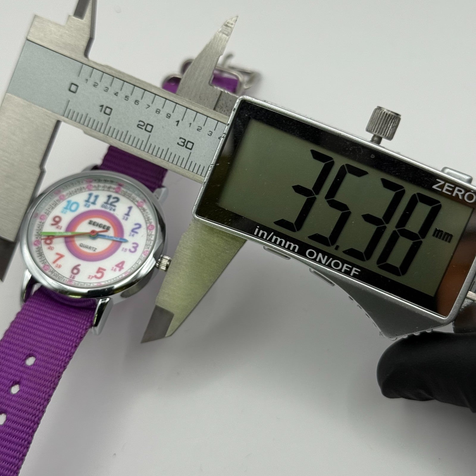 Zeiger Ladies Quartz Watch Rainbow Dial Purple Strap Working 33mm New Battery