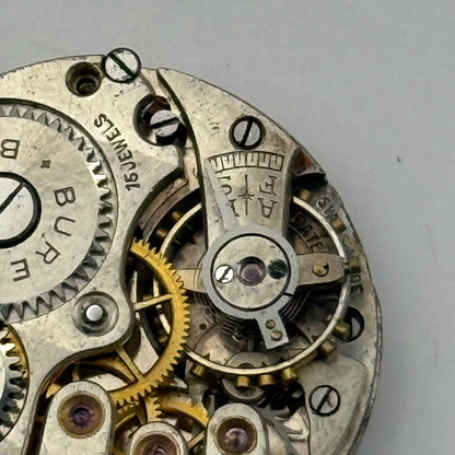 Buren 15 Jewels Watch Movement Manual Wind Vintage Swiss Parts Repair 23.7mm
