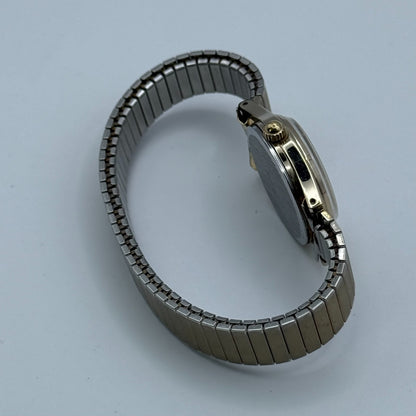 Sekonda USSR Ladies Quartz Watch White Dial Gold Tone Stretch Band Working 22mm