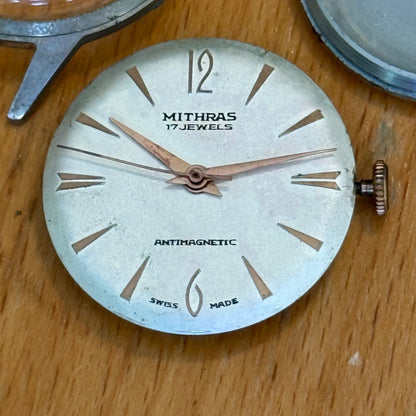 33mm Vintage Mithras 17 Jewels Unidentified Swiss Manual Wind Watch FOR PARTS