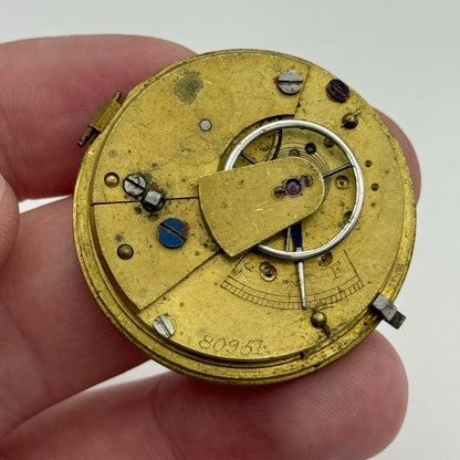 35.8mm Antique Key Wound Pocket Watch Movement PARTS REPAIR SPARES