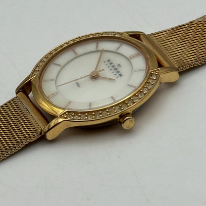 28mm Working Skagen Denmark 804SRR Steel Rose Gold Tone MOP Quartz Watch 8 Inch