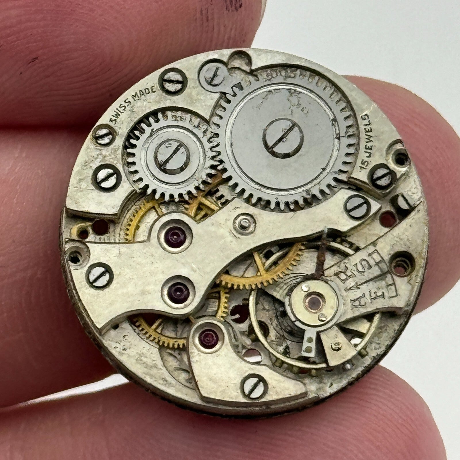 23.6mm FHF 37 Swiss 15 Jewels Manual Wind Watch Movement Vintage PARTS SPARES