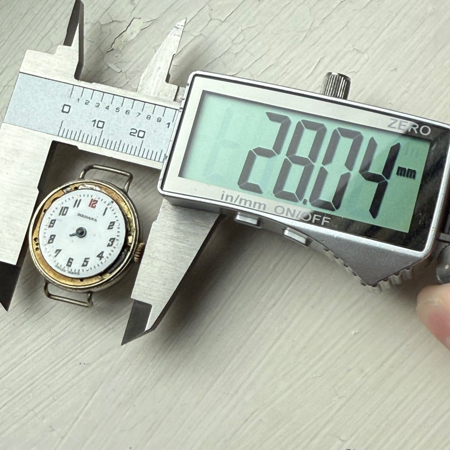 26mm Vintage Medana Trench Style Partial Swiss Manual Wind Watch PARTS / REPAIR