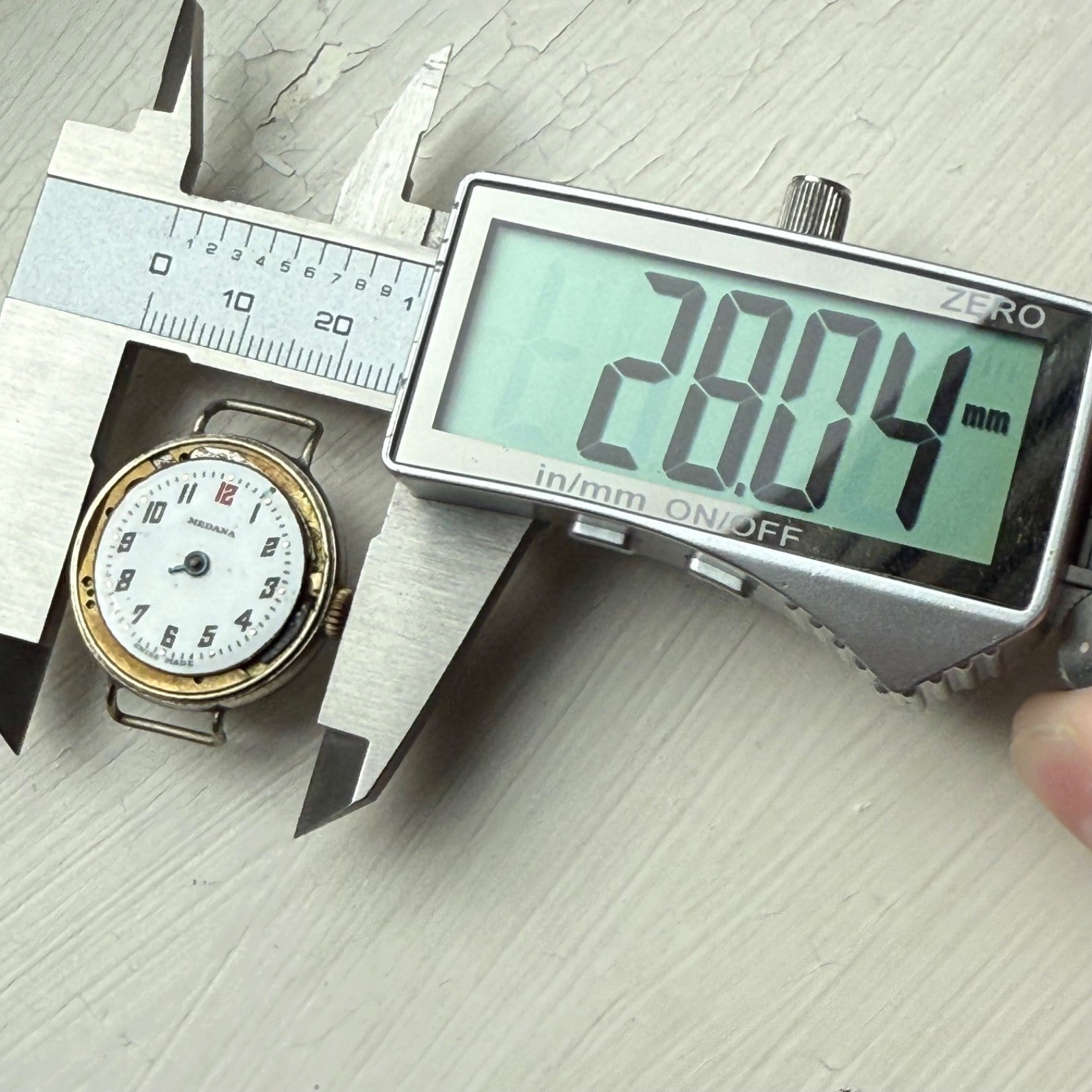 26mm Vintage Medana Trench Style Partial Swiss Manual Wind Watch PARTS / REPAIR