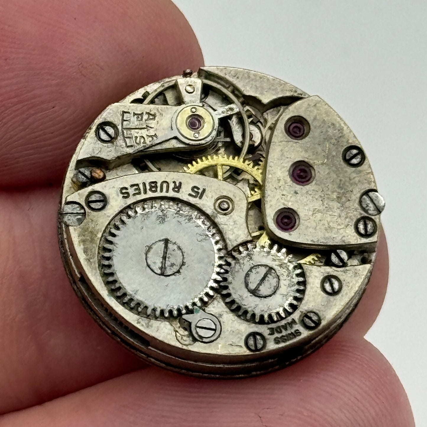 22mm Rolex Rolco 15 Rubies Military Trench Watch Movement Sub Seconds PARTS