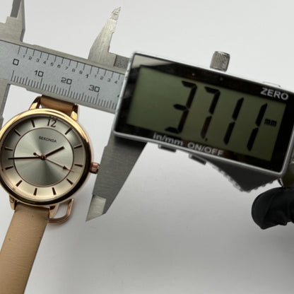 Sekonda Ladies Quartz Watch Silver Dial Rose Gold Tone Case Japan Working 34mm