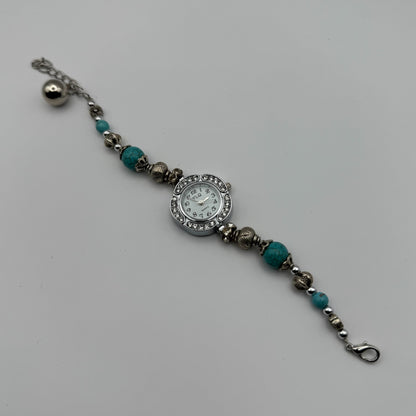 YLQ Ladies Quartz Watch Crystal Accents Beaded Design Bracelet Working 25mm