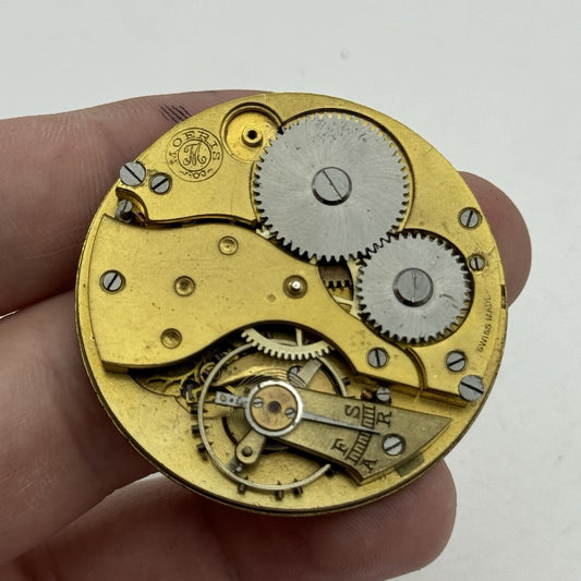 43.2mm Moeris Open Face Swiss Vintage Pocket Watch Movement PARTS REPAIR SPARES