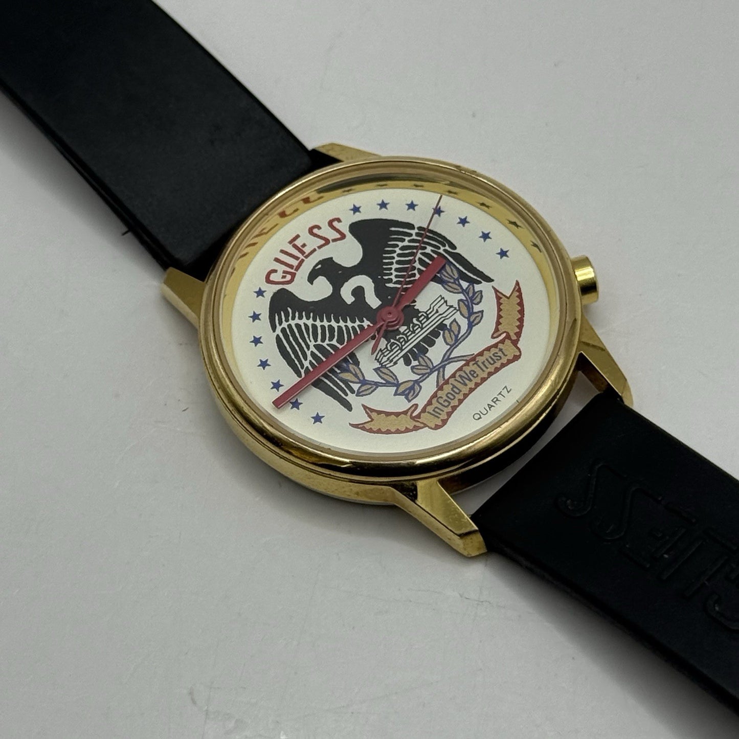 30mm Working Ladies Guess In God We Trust Hong Kong Gold Plated Quartz Watch