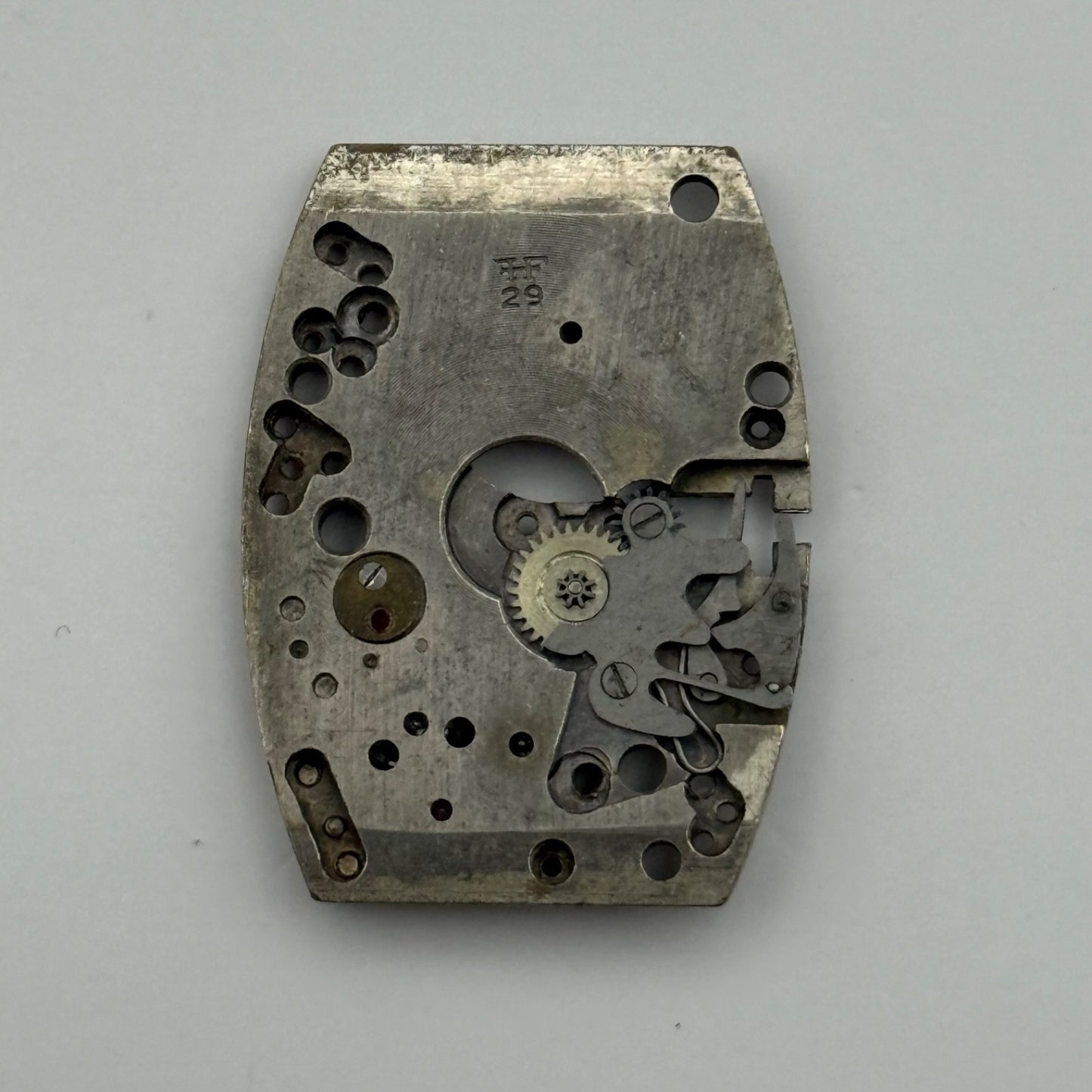 FHF 29 Tank Watch Movement Manual Wind Vintage Swiss Incomplete Parts Repair 19.