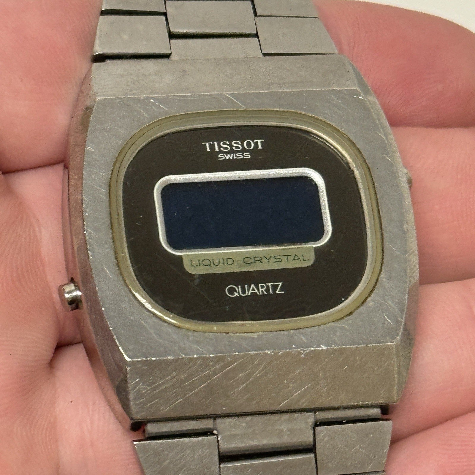 37mm Tissot 2040 Liquid Crystal 40626 - 2144 Quartz LCD Vintage Watch FOR PARTS