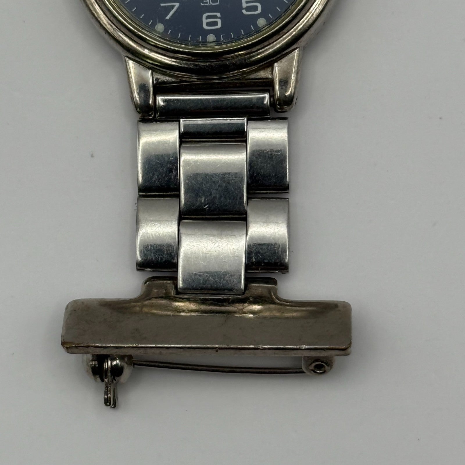 Lorus Quartz Fob Nurse Watch Blue Dial Base Metal Japan Working 29mm
