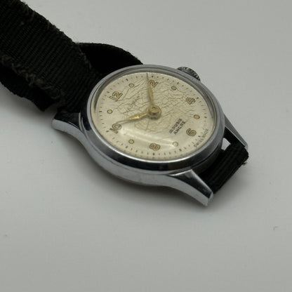 21mm Vintage Yeoman 15 Rubis Ladies Art Deco Fabric Strap Manual Watch PARTS