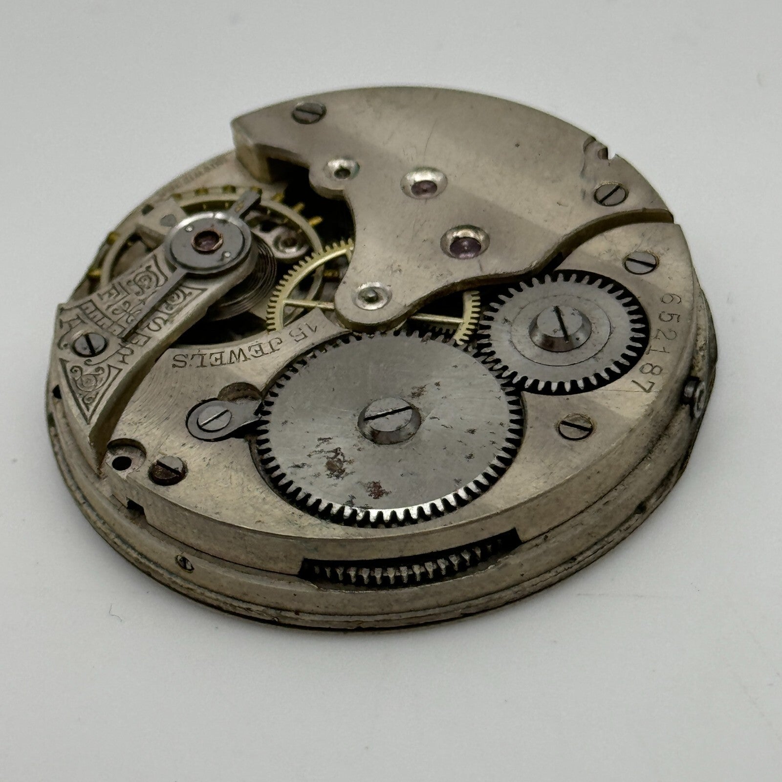 42.9mm Vintage 15 Jewels Swiss Hunter Pocket Watch Movement Dial And Hands PARTS