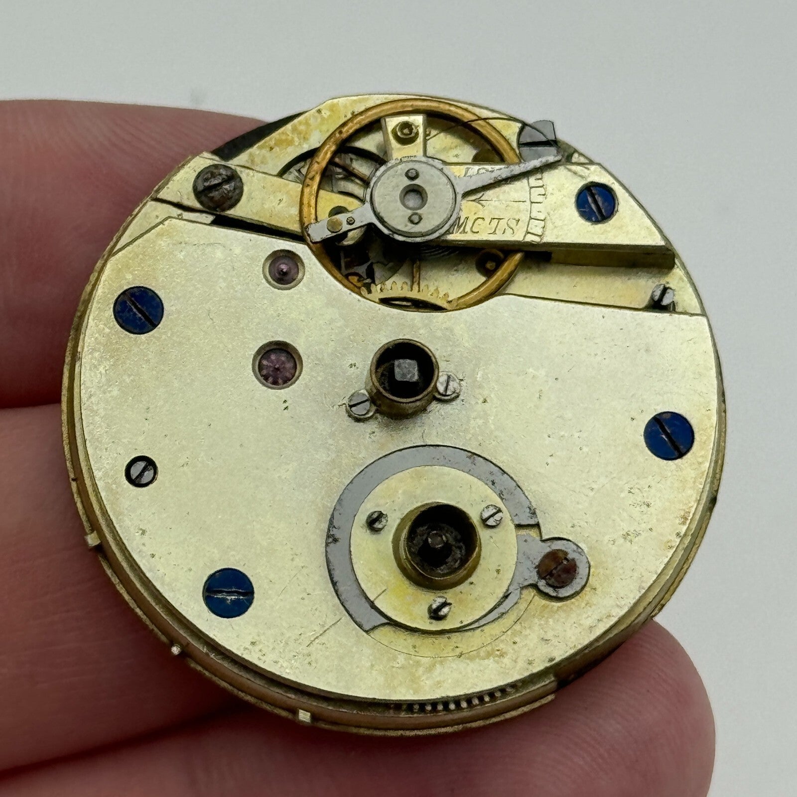36.1mm Antique Beautiful Porcelain Dial Key Wound Pocket Watch Movement PARTS