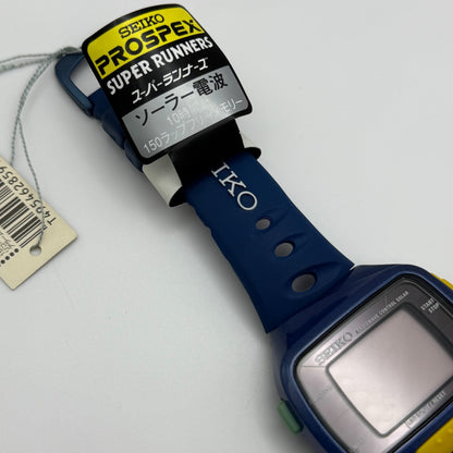 Seiko Super Runners Men's Blue Sports Radio Solar Quartz Watch 47mm PARTS REPAIR