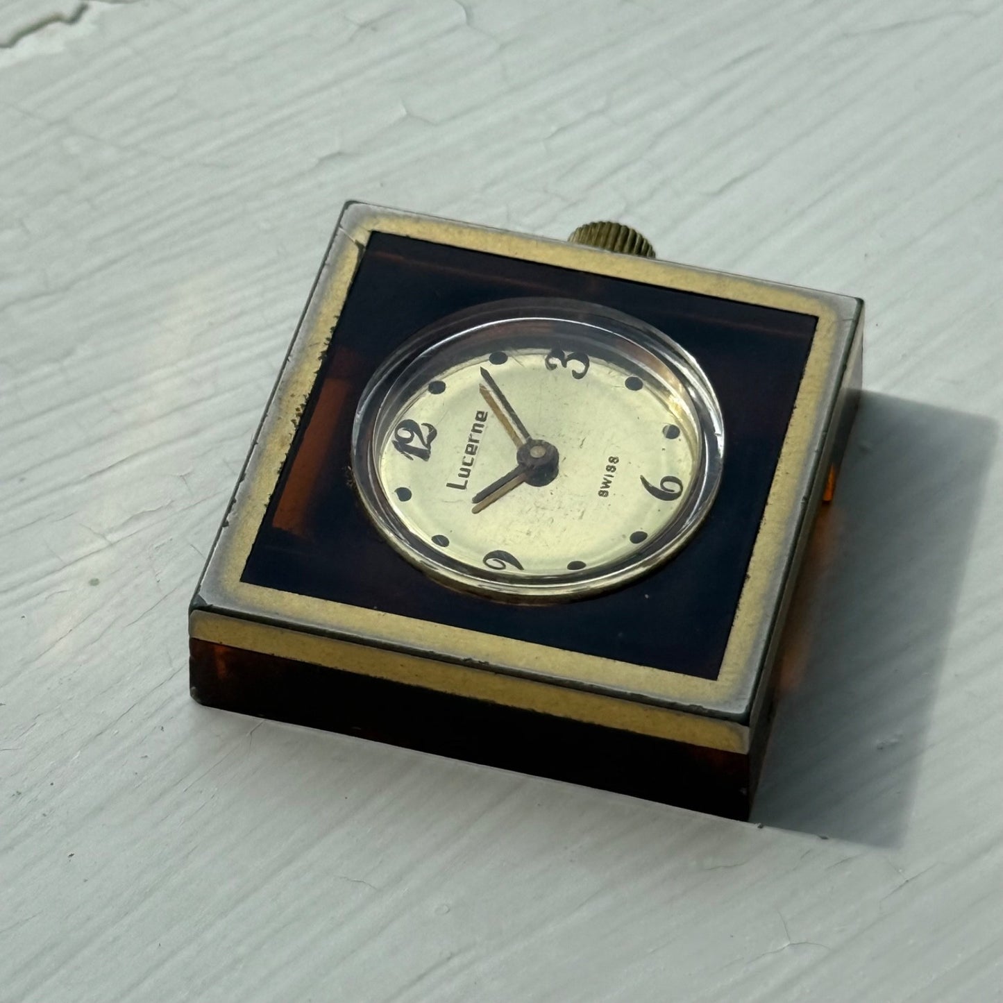 32mm Vintage Square Lucerne Acrylic Case EB 8461 Manual Wind Swiss Watch - PARTS