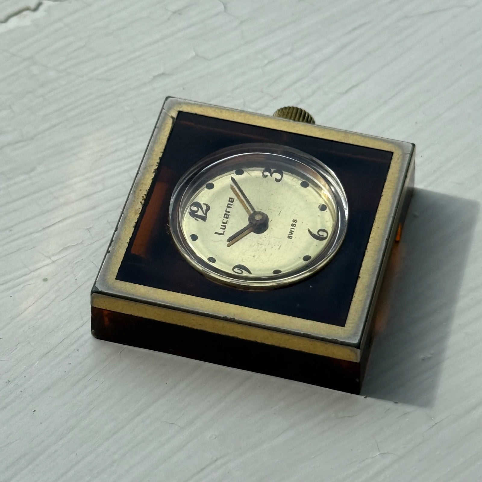 32mm Vintage Square Lucerne Acrylic Case EB 8461 Manual Wind Swiss Watch - PARTS