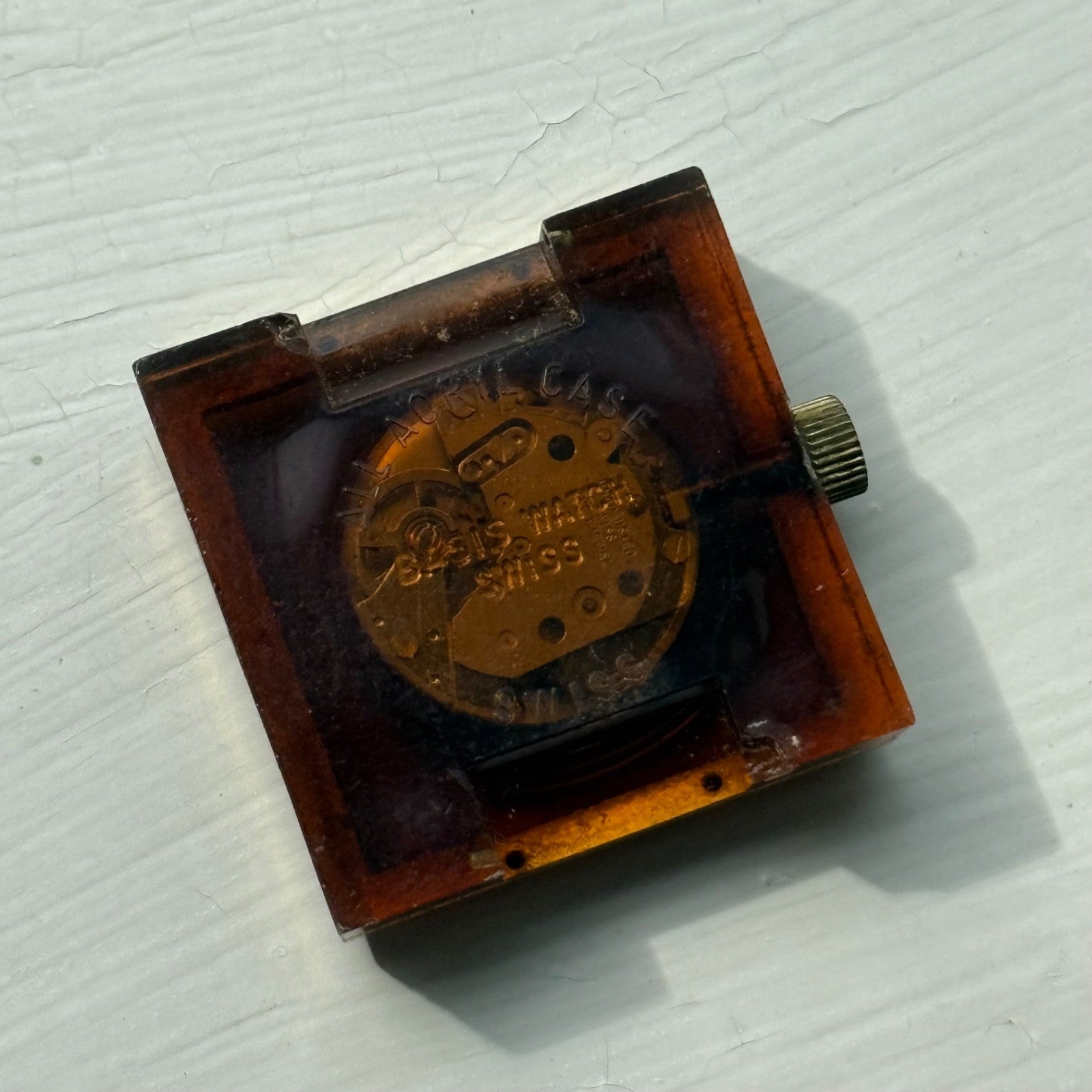 32mm Vintage Square Lucerne Acrylic Case EB 8461 Manual Wind Swiss Watch - PARTS