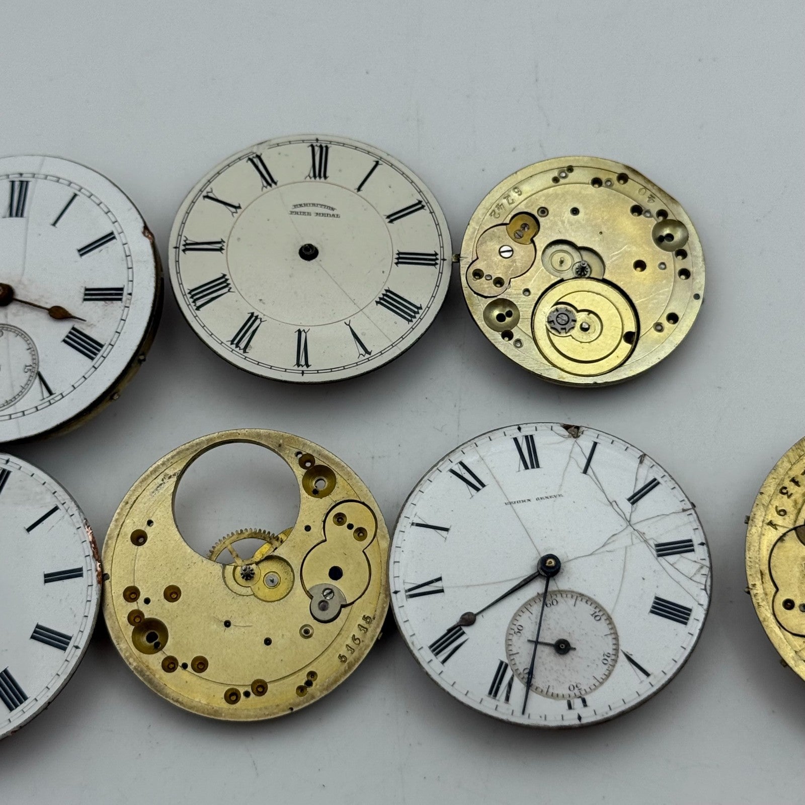 Bundle Of 7 Mixed Antique / Vintage Pocket Watch Movements PARTS REPAIR SPARES