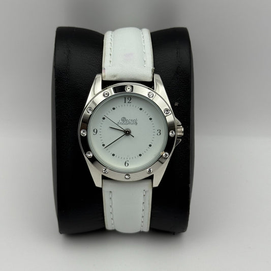 Secret Dreams Ladies Quartz Watch White Dial Crystal Accents Working 31mm