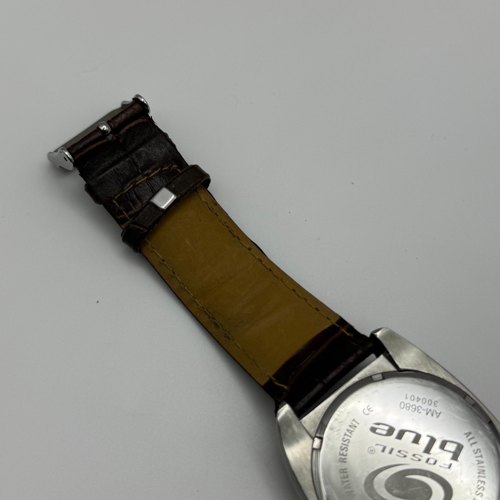 Fossil Blue 100 Meters Men’s Watch Quartz AM-3680 Date Dial Steel Working 38mm