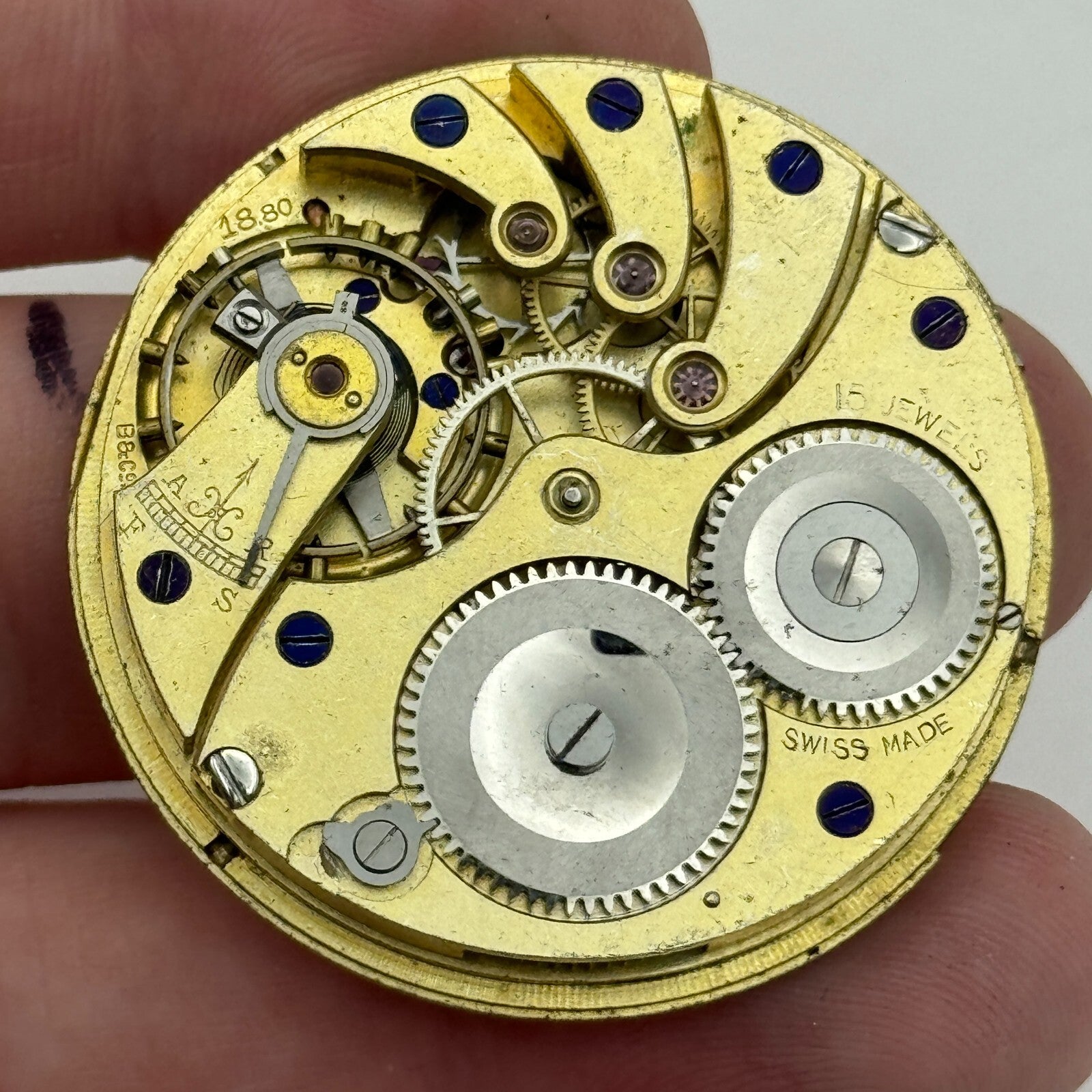 39.4mm Longines 18.80 High Grade Swiss Hunter Pocket Watch Movement PARTS