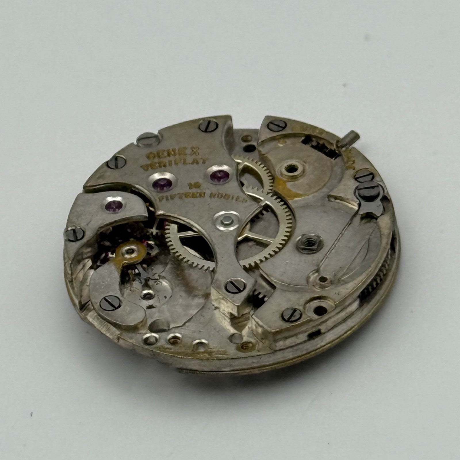 Rolex Genex Veriflat 15 Rubies Watch Movement Vintage Incomplete Parts 23.6mm