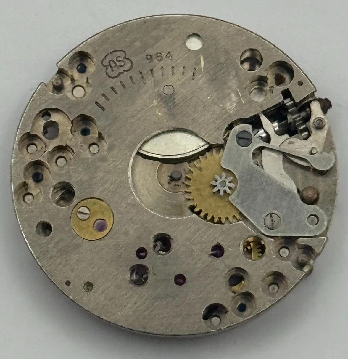 AS 984 Watch Movement Manual Wind Vintage Swiss 15 Jewels Parts Repair 23.7mm