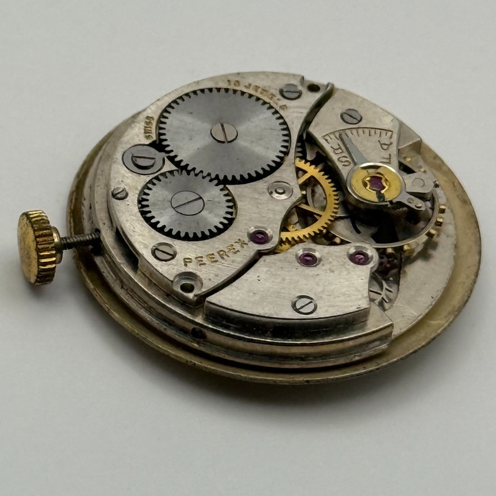 Peerex 15 Jewels Watch Movement Running Manual Wind Vintage Parts Repair 25.8mm