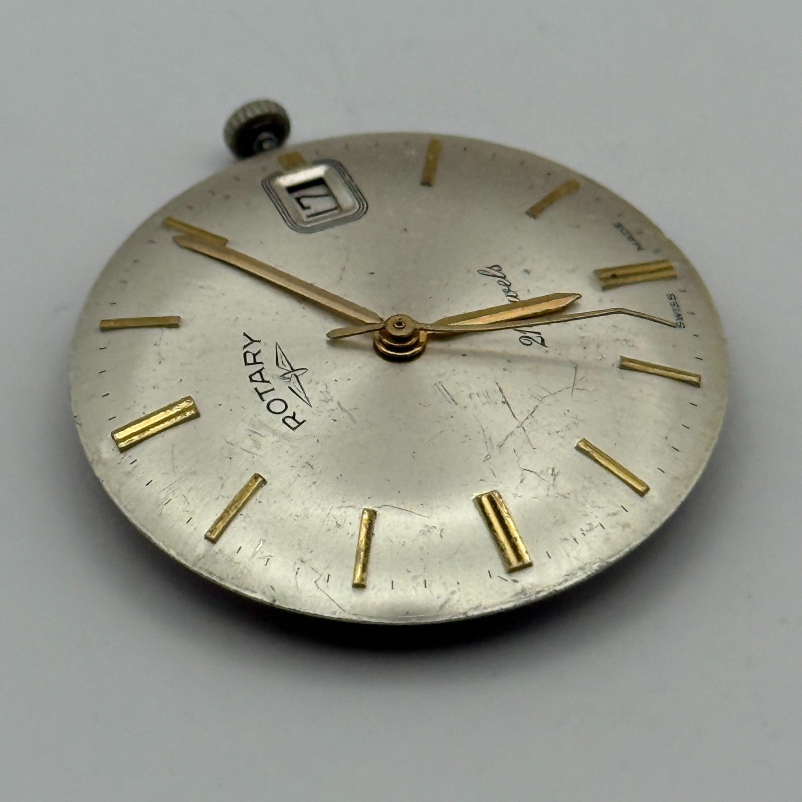 AS 1702/03 Rotary Date Watch Movement Manual Wind Vintage Parts Repair 25.8mm