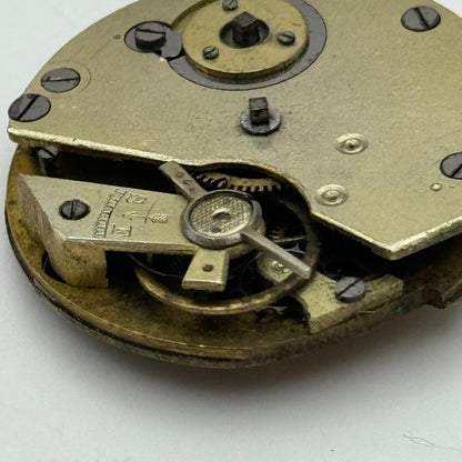 35.4mm Antique Unidentified Key Wound Pocket Watch Movement PARTS REPAIR SPARES
