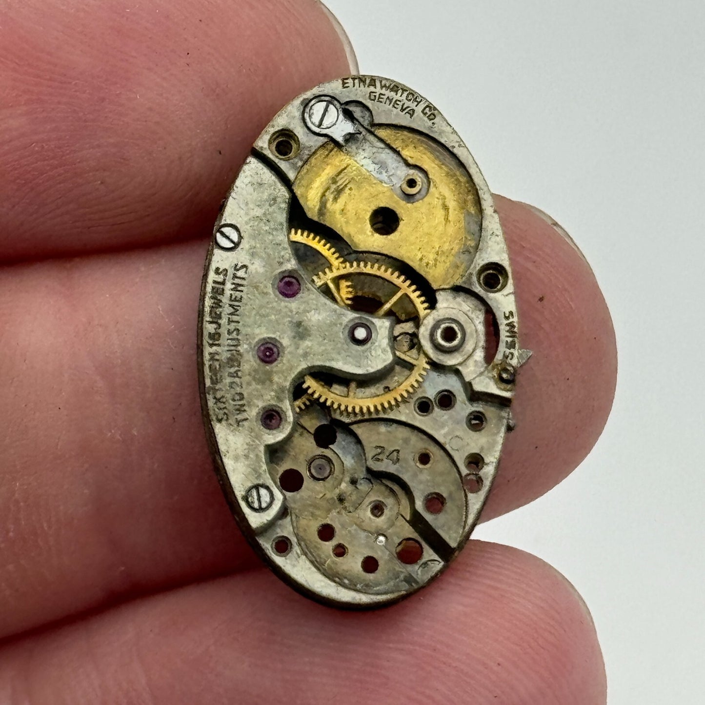 15.2mm Etna Watch Co As 24 A Schild Partial Manual Wind Watch Movement PARTS