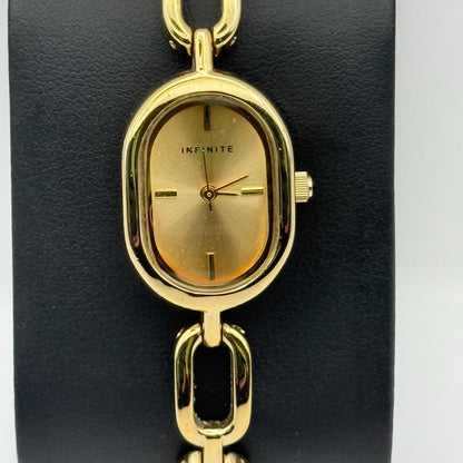 Infinite Ladies Quartz Watch Oval Dial Gold Tone Bracelet Japan Working 19mm