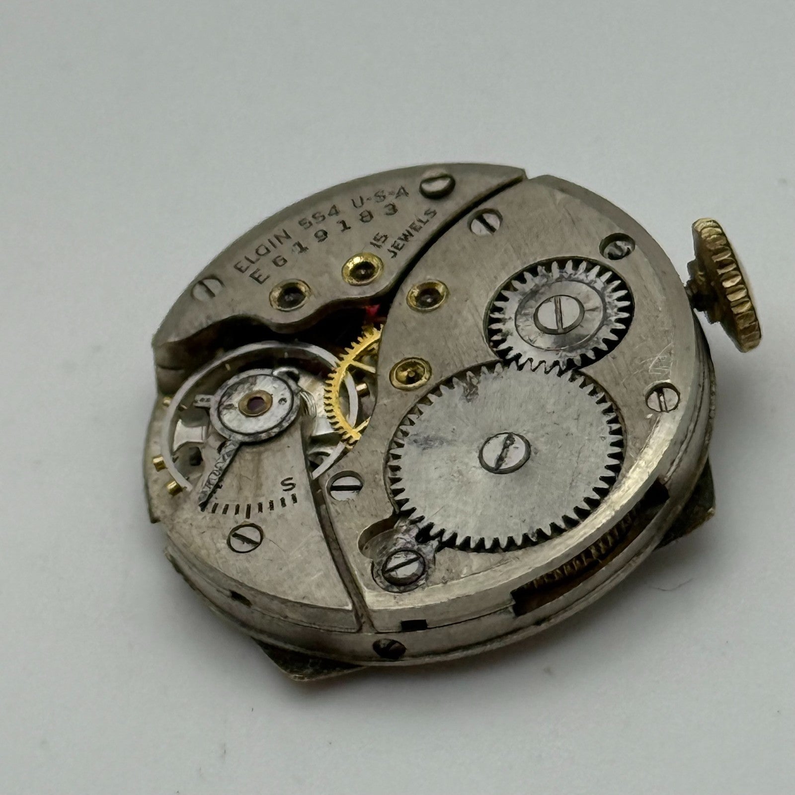 1942 Vintage 8/0s Elgin 554 Model 7 American Watch Movement PARTS REPAIR SPARES